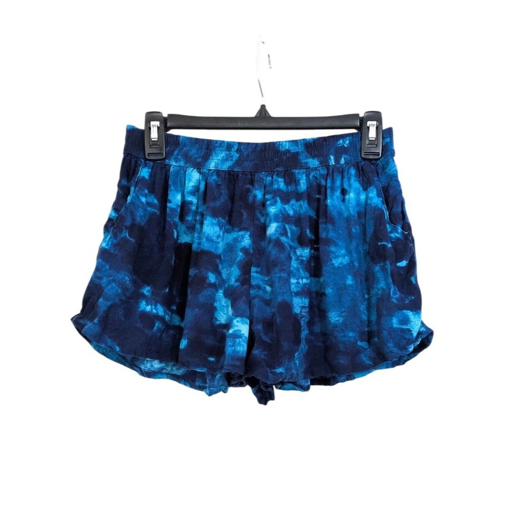 Mossimo Blue Tie Dye Flowy Pull On Stretch Waist Shorts - Size Small Womens